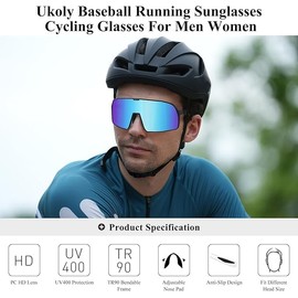LEXICANMHS Sports Glasses Men Women Lightweight TR90 Cycling Glasses - UV400 Protection Polarised for MTB Road Bike Running - With Case, Glasses Bag & Cleaning Cloth, blue, Unit size