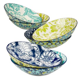 Certified International Tapestry 9.25" Soup/Pasta 40oz. Bowls,Set of 6 Assorted Designs, Multicolor