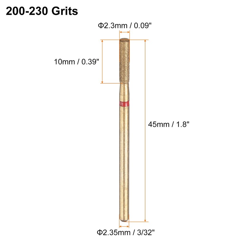 sourcing map 10pcs 200-230 Grits Diamond Grinding Bit 2.3mm Cylinder