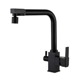 Kitchen Faucet 3 Way Water Filter Tap Black Brass Three-Purpose Multifunctional Water Purifier Direct Drinking Kitchen Hot and Cold Water Faucet-B (Color : A)