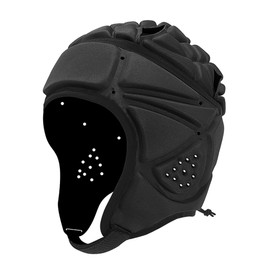GOHASPW Rugby Helmet Football Headguard Black Soft Shell Helmet Soccer Headgear