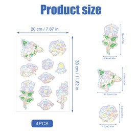 4 Sheets Bird Anti Collision Window Stickers, Window Strike Prevention Rainbow Prism Window Clings Alert Static Decals to Protect Wild Birds Against Glass (Flowers)