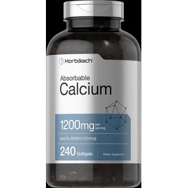 Horbäach Calcium with Vitamin D3 | 1200mg | 240 Softgels | 5000 IU Vit D3 | by Horbaach