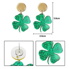 Miaija St. Patrick's Day Earrings Vintage Clover Dangle Earrings Shiny Lucky Acrylic Earrings Charm Irish Party Gift for Women Girls Green