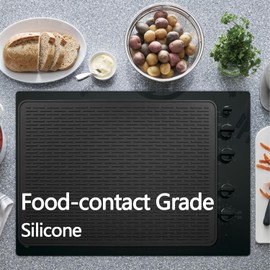 Abalter Stove Top Cover for Electric Stove- Food Grade Ceramic Stove top Cover,Silicone XXL Dish Drying Mat, Glass Cooktop Covers, Flat RV Range top Mats(Black,28x20)