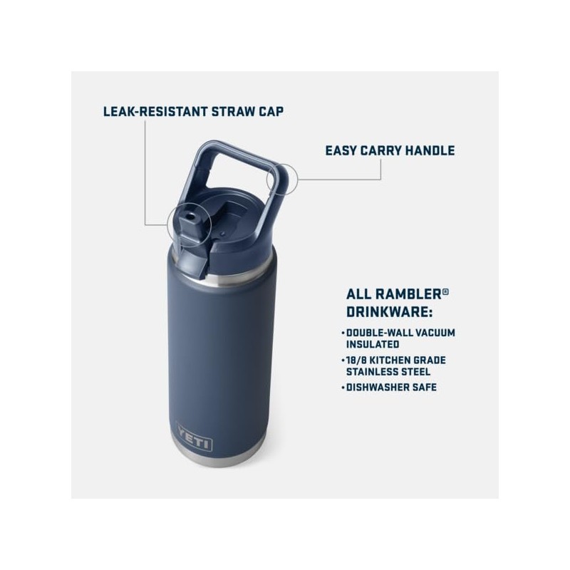 YETI Rambler, Stainless Steel Vacuum Insulated C Straw Bottle with