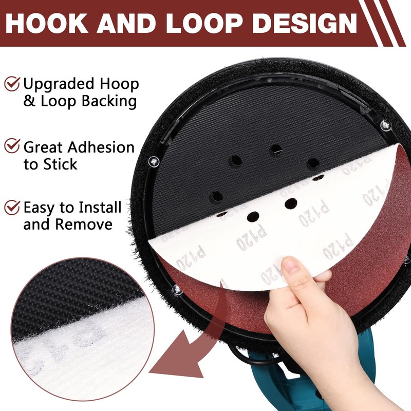 50 Pack 9-Inch 10-Hole Hook-and-Loop Sanding Disc, 60 Grit Aluminum