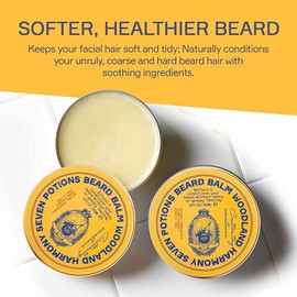 Seven Potions Soft Beard Balm for Men — Conditioning Beard Softener to Nourish Skin, Facial Hair, and Stop Beard Itch — All-Natural, Vegan, Cruelty Free — Woodland Harmony (60ml)