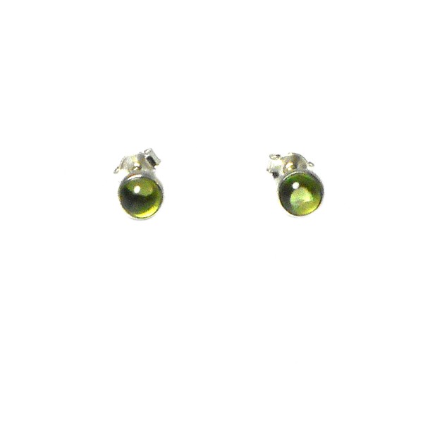 Round Green PERIDOT Sterling Silver 925 Stud Earrings - 5