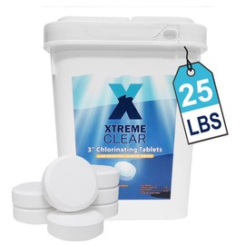 XtremeClear 25 Pound Bucket 3" Chlorine Tablets Bucket, 25 lbs Chlorinating Tabs for Swimming Pools Advanced Slow Dissolving