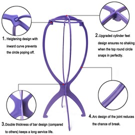 Ruiwen - Soporte para peluca, soporte portátil, plegable, soporte para peluca, soporte para peluca, resistente para peluca de 13.8 pulgadas, soporte para peluca de viaje para todas las pelucas