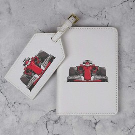 Azeeda 'Red Race Car' Passport Cover & Luggage Tag Travel Set (PA00015784)