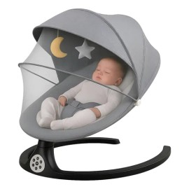 Silla Mecedora Bouncer Eléctrica con Música y Mosquitera Columpio Cómodo para Bebés