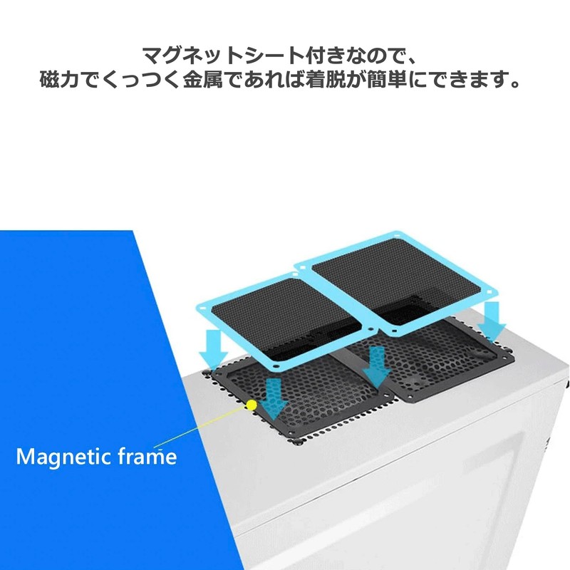 Audio Fan PC Case Dust Filter, Magnetic Sheet, Mesh, Plastic,