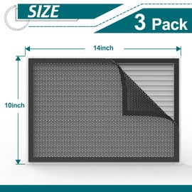 Daisypower Mesh Vent Covers,3 PCS Mesh AC Vent Deflectors for Improving Comfort & Quiet by Distributing Airflow from Grille,Cuttable AC Vent Cover for Home Ceiling,Wall Grille Vent 10 X 14in (Black)