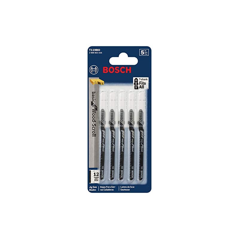 Bosch T119BO 3-Inch 12-Tooth Jig Saw Blades (5-Pack)