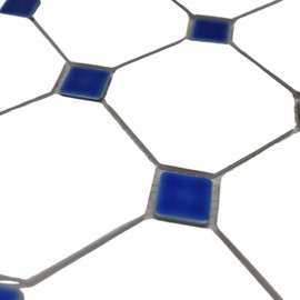 4" Octagon Matte White with Blue Dots Mosaic Porcelain Floor Wall Tile Backsplash for Bathroom, Kitchen, Accent Decor, Fireplace (1 Sheet)