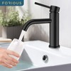 FORIOUS Bathroom Tap, Washbasin Tap, Black Single Handle Mixer Tap