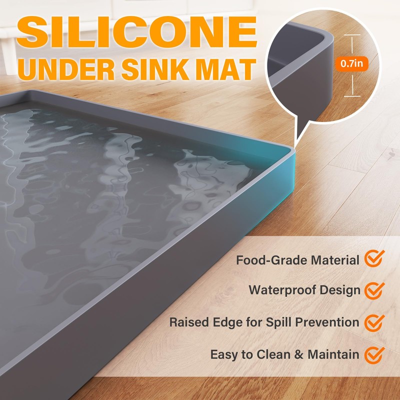 FLATO Waterproof Under Sink Mat 28" x 22" Shelf Liner