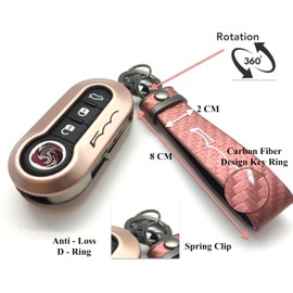 Generisch Nordecco Gl?nzendes Schlsselanh?nger-Geh?use, kompatibel mit Fiat 500C 500C500L Abarth Grande Punto Brava Panda Stilo Linea (Rosgold, Glitzer-Hlle)