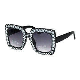 PASTL Girl's Designer Fashion Sunglasses Black Oversized Square Diva Frame UV400