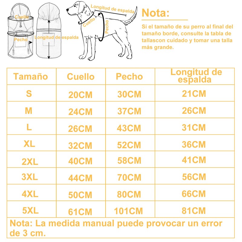 Havenfly Impermeable para Perros con Capucha con Rayas Reflectantes，Ajustable，Resistente al
