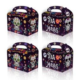 CPTBAG 12 Pack Dia De Los Muertos Party Favors Boxes Cinco de Mayo Candy Goodie Boxes Mexican Sugar Skull Day of The Dead Boxes Gift Treat Boxes for Mexican Fiesta Birthday Party Decorations