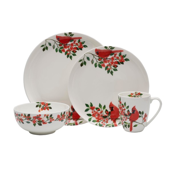 Mikasa Cardinal Leaves Holiday Bone China Lightweight Chip Resistant Dinnerware