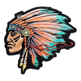 Turquoise Native American Chief Patch, Large Size