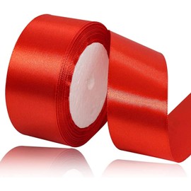 ZHIHUI Satin Ribbon Red 40 mm, 22 Metres Decoration Gift Ribbon Fine Ribbon Fabric Ribbon for Balloons, Wedding, Christening and Birthday Gifts Valentine's Day Packaging Gifts
