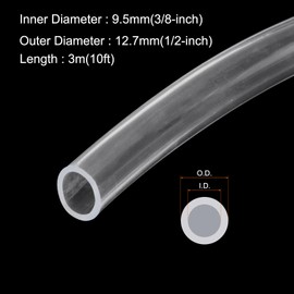 Rebower 3/8" x 1/2" Clear Plastic PVC Tubing 10ft Flexible Hybrid Vinyl Tube, [for Garden Irrigation, Water Hose, Fish Tank, Aquarium] - 9.5x12.7mm