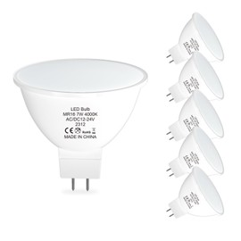 ORALUCE MR16 LED Bulbs 7W, AC/DC 12-24V Low Voltage GU5.3 LED Spotlight Bulb, 4000K Neutral White, Non-dimmable, 690Lm, 120° Beam Angle, for Landscape, Recessed, Track Lighting, Pack of 6