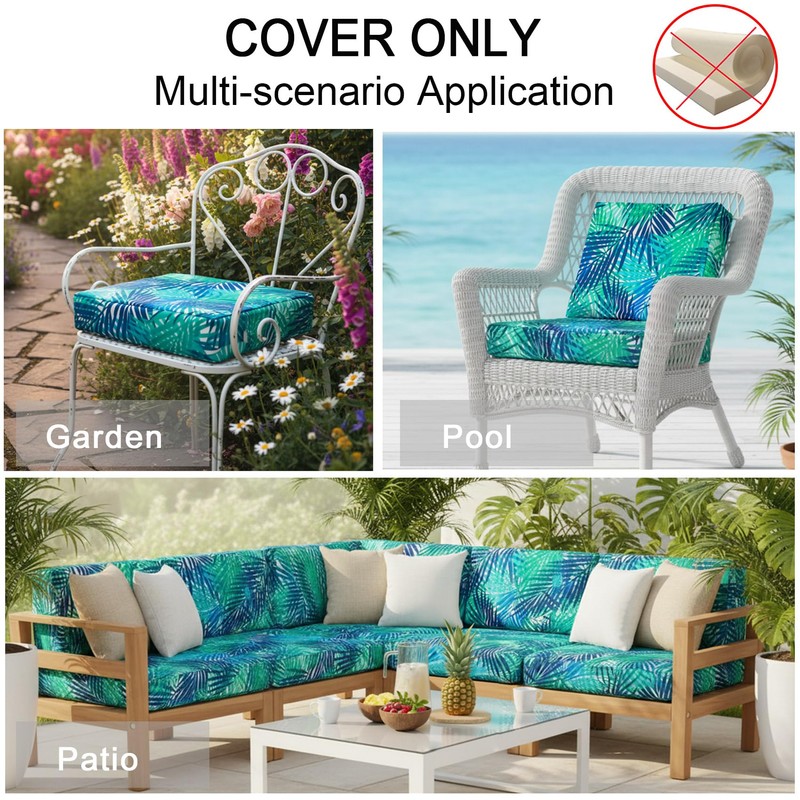 NettyPro Outdoor Cushion Cover Waterproof Patio Chair Seat Cushion Slip