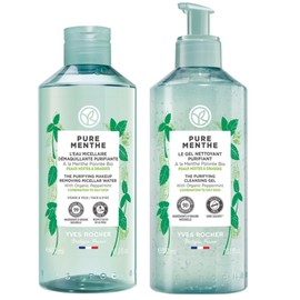YVES ROCHER MAXI Set Purificante PURE MENTHE: Gel Limpiador Purificante (390 ml) + Agua Micelar Desmaquillante 2 en 1 (400 ml)