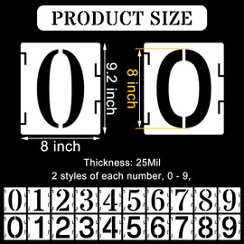 8 Inch Number Stencils Set, Plastic Numbers Stencils Reusable Digital Templates for Painting on Road, Wall, Wood