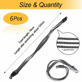Elastic 3 in 1 Luggage Straps Set 6 Pieces 70-123cm Nylon Tie Down Straps with Hooks for Bicycle Motorcycle