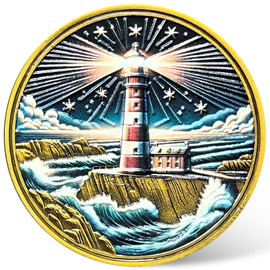 Lighthouse Sobriety Chip - 'Love The Light' Medallion for Guidance and Inspiration - AA Medallion Recovery Gift with Coin Capsule