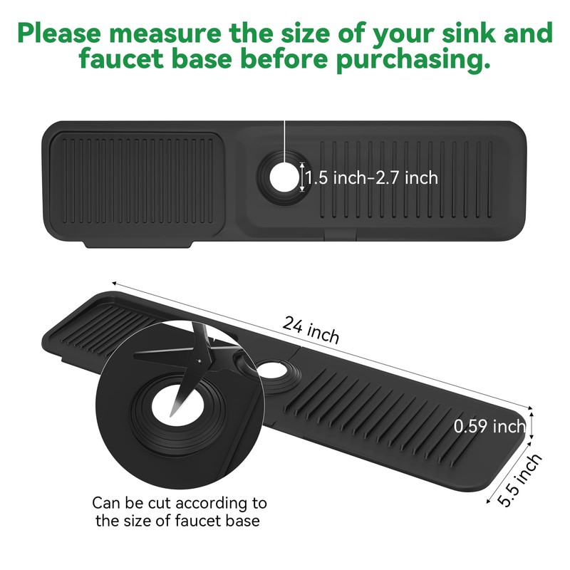 Kitchen Sink Splash Guard Behind Faucet 24 x 5.5 Inch,