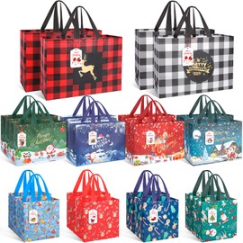 WONDAY Christmas Gift Bags Assorted Sizes 20 Pack With Gifts Tags Reusable Goodie Xmas Tote Bag Bulk Sac Cadeau Noel Non-Woven Fabrics Holiday Present Favors Large Medium Small Packaging
