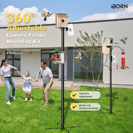 iBorn Smart Bird Feeder Pole Mounting Kit Bluebird House Pole for Outdoors,1 inch Thickness,Universal Mount Kit Bracket for Camera Feeder/Birdhouse