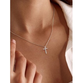 Dainty Women Necklace Cross,Stainless Steel Cross Necklace for Women with Message Card