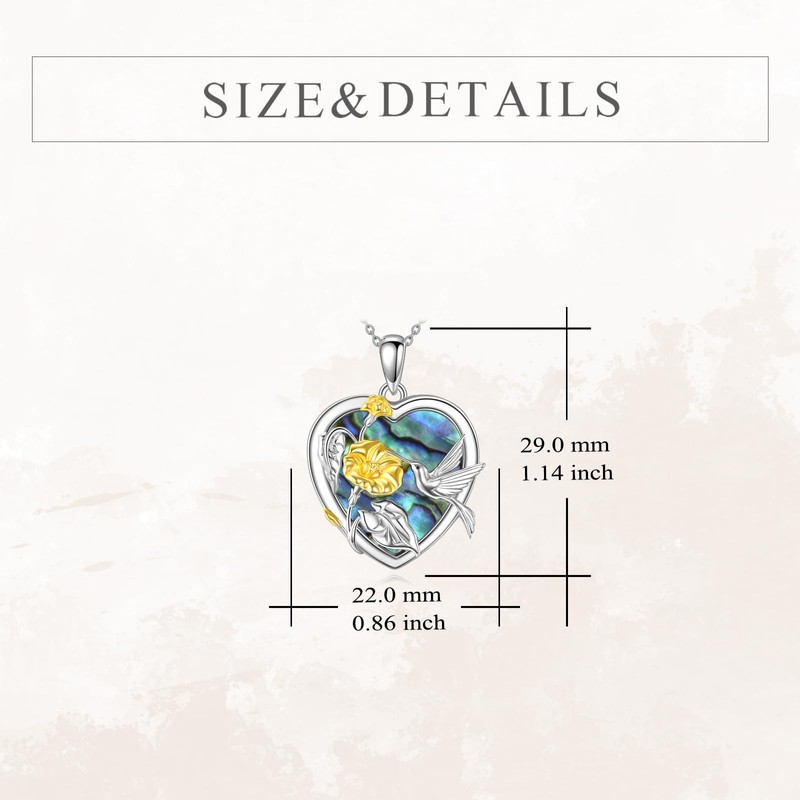 Hancock Hummingbird Necklace Love Sterling Silver Abalone Shell Pendant Flower