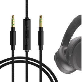 Geekria Audio Cable with Mic Compatible with Skullcandy Crusher ANC2, Hesh3, Headphones Cable, 1/8" 3.5mm Braided Nylon Replacement Stereo Cord with Inline Microphone and Volume Control (4ft/1.2m)