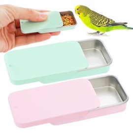 2 Pack Bird Training Food Jar Parrot Handheld Feeder Bird Interactive Educational Toy Feeder Cup (Pink and Green)
