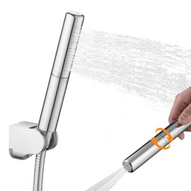 BESy Chrome Brass 2 In 1 Function Handheld Shower Head Set High Pressure 7 Inch Shower Head High Flow Hand Shower Wand with 59 Inch Hose, Bracket, Chrome Finish