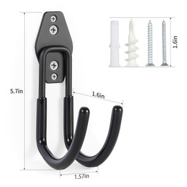 Pruite Hose Hanger Wall Mount 2 Pack,Heavy Duty Hose Holder with Screws Metal Hose Hangers for Outside,Hose Rack Suitable for Garage,Garden and Yard,Black