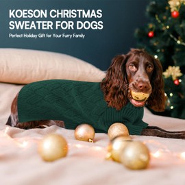 KOESON Small Dog Sweater Female and Male, Pullover Dog Sweater with Sleeves, Easy On Christmas Sweaters for Dachshund, Chihuahua, Pug, Yorkie, Warm Knitted Winter Apparel for Small Dogs, Green, S