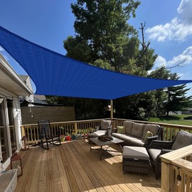 E&K Sunrise 18' x 20' Sun Shade Sail Rectangle Canopy Shade Cover UV Block for Patio Backyard Garden Outdoor (Blue)