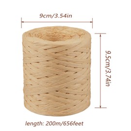 Raffia Ribbon, 1 Roll 218 Yards Ribbon String for Gift Wrapping, Craft Paper Twine for Holiday Decor, Crafting