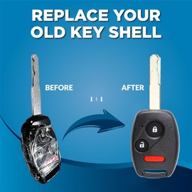 Key Fob Keyless Entry Remote Shell Case & Pad fits Honda Accord/Civic/CR-V/Fit/Odyssey/Pilot/Ridgeline/CR-Z（ 2+1 Button/Cutting NOT Required ）
